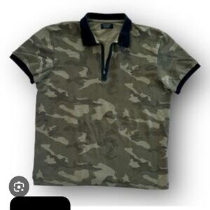 Zara Man Green Camouflage PtP 21 Polo Shirt NWOT Excellent Condition